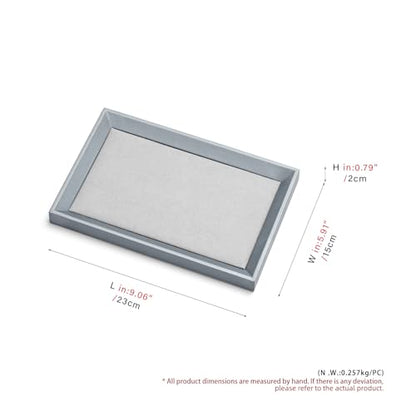 Oirlv Leather Small Jewelry Tray Grey - size: 9.1" x 5.9" x 0.8"