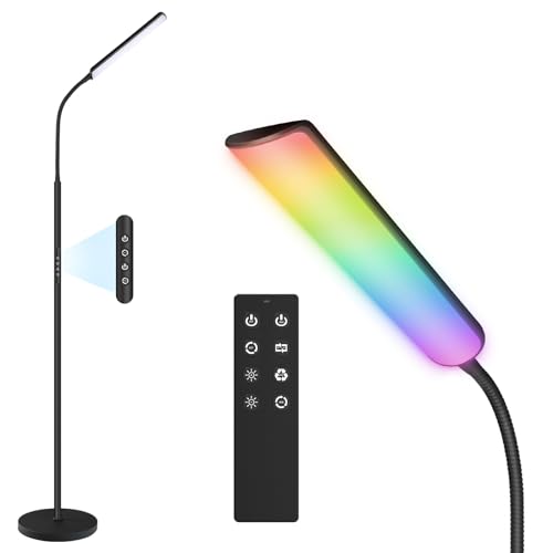 Dimunt LED Floor Lamp, Stepless Adjustable 3000K-6000K Colors, RGB - color: RGB-Black