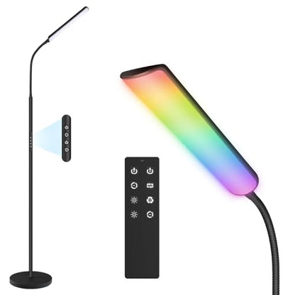 Dimunt LED Floor Lamp, Stepless Adjustable 3000K-6000K Colors, RGB - color: RGB-Black