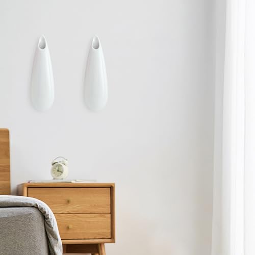 White Ceramic Wall Vases, Set of 2, 12 Inch, Teardrop Design - color: 2pcs-large
