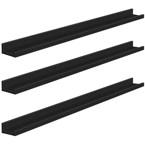 HOOBRO Floating Shelves, Wall Shelf Set of 3, 47.2 Inches Hanging Shelf - color: Black, size: 47.2 Inches