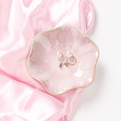 Jewelry Dish Tray Ring Holder Ceramic Trinket Tray Ring Dish Small Key Bowl - color: Pink, size: 4.3 inches
