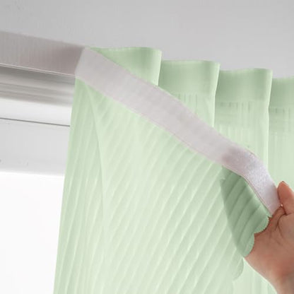 Sage Green Gauze Curtains Sheer Self-Adhesive, Translucent Privacy Panel, Fold-Up Portable Curtain No Drill (44" W x 63" L,Sage Green,2 Panels) - color: Sage Green, size: 44"W x 63"L (Pack of 2)