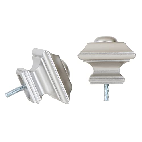 Ivilon Square Finials for Curtain Rods of 1 and 1-1/8 Inch Diameter Color Satin Nickel - color: Satin Nickel