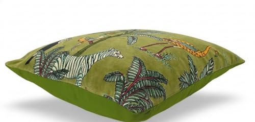 Velvet Floral Flower Green Jungle Throw Pillow Sofa Cushion Cover Case Couch Bohemian Accent Colorful Boho Chic Indian Handmade Cover Only (20" x 20") - size: 20" x 20" (Pack of 1)
