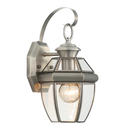 Solid Brass Outdoor Wall Light Fixtures, 12.6" - color: Brushed Nickel - 1 Pack, size: 12.6 inch