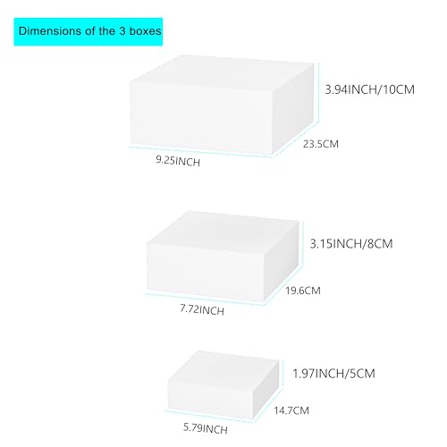 3 Pack Acrylic Cube Risers Acrylic Boxes for Food Buffet Risers Decorative Stands 6IN To 10IN with Hollow Bottoms 3 Sizes for Party Catering Dessert (White) - color: White