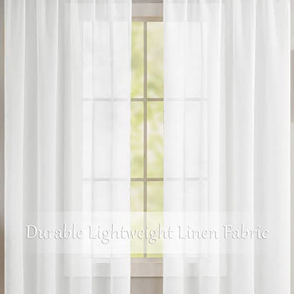 MASWOND Extra Long Faux Linen Sheer Curtain White High Ceiling, 50W x 204L - color: White, size: 50"W x 204"L (Pack of 1)