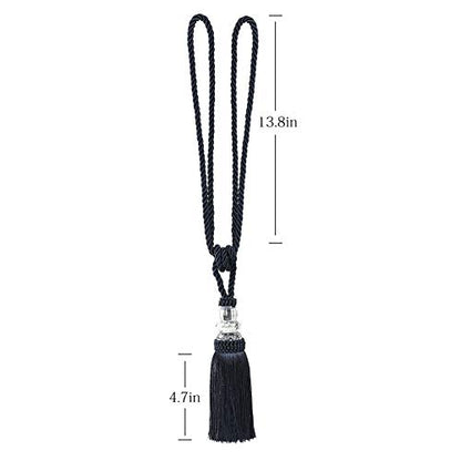 BEL AVENIR 4 Pack Curtain Tiebacks Hand-Woven Holdbacks Tassels Tiebacks - color: Navy, size: 4 Pack
