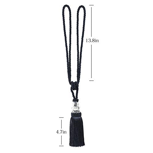 BEL AVENIR 2 Pack Curtain Tiebacks Hand-Woven Holdbacks Tassels Tiebacks - color: Navy, size: 2 Pack