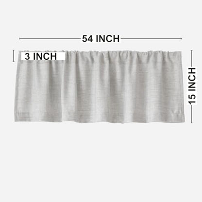 2 Pack Faux Linen Farmhouse Kitchen Valance for Windows, 54x15 inch, Grey - color: Grey, size: 54"W x 15"L (Pack of 2)