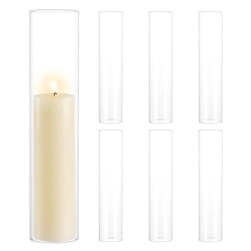 Hurricane Glass Candle Holders: 2.5" W x 12" H Cylinder Cover 6 Pcs