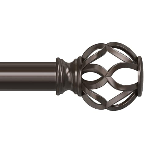 Bronze Curtain Rod 36-153 Inch, 1 Inch Curtain Rods for Windows - color: Bronze, size: 36"-153" (1 Pack)