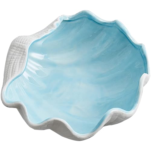 Disoza 6.7 x 7 x 2.4 inches Large Shell Jewelry Dish Tray Ceramic Shell Ring Holder Seashell Bowl Decorative Trays for Home Decor Porcelain Jewelry Deco Cute Jewelry Organize Key Storage Tray - color: Shell Jewelry Decorative Tray
