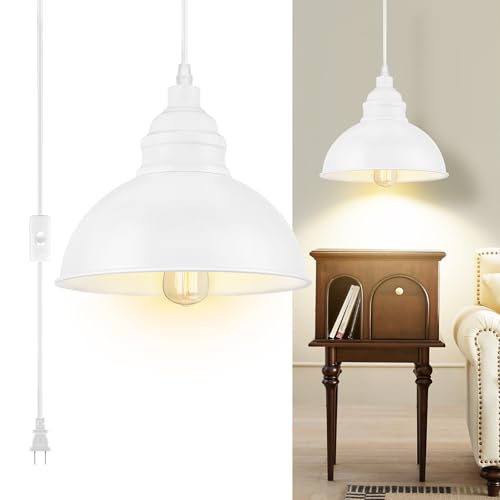 Plug in Pendant Light, 15FT Hanging Lights, On/Off Switch - color: White