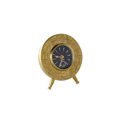 Deco 79 Stainless Steel Metal World Map Small Dome Clock with Black Clockface, 6" x 4" x 6", Gold