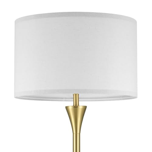 Globe Electric 61000150 60" Floor Lamp, Antique Brass Finish, Beige Fabric Shade, Mid-Century Modern Standing Lamp, E26 Base, Sustainable Design for Living Rooms and Bedrooms - color: Antique Brass, Maclaine