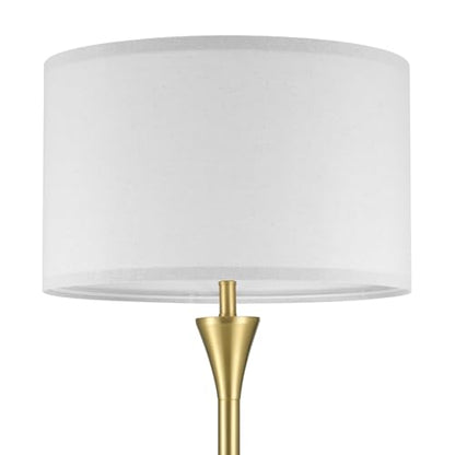 Globe Electric 61000150 60" Floor Lamp, Antique Brass Finish, Beige Fabric Shade, Mid-Century Modern Standing Lamp, E26 Base, Sustainable Design for Living Rooms and Bedrooms - color: Antique Brass, Maclaine