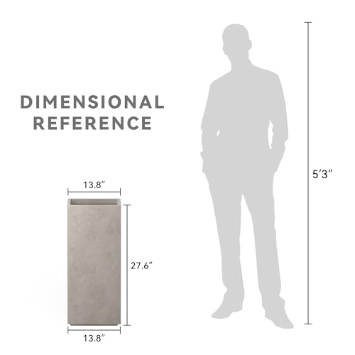 Kante Large Column Square Weathered Concrete Planter 27.6" H, Outdoor - color: Weathered Concrete, size: 27.6" H