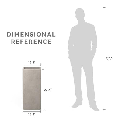Kante Large Column Square Weathered Concrete Planter 27.6" H, Outdoor - color: Weathered Concrete, size: 27.6" H