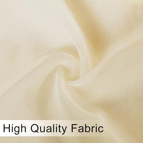 DWCN Sheer Valance Faux Linen Small Window Curtains, Living Room Kitchen Windows, Voile Rod Pocket Valance for Cafe, 1 Panel Beige, 52" W x 18" L - color: Beige, size: 52"W x 18"L (Pack of 1)