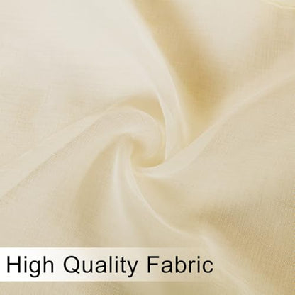 DWCN Sheer Valance Faux Linen Small Window Curtains, Living Room Kitchen Windows, Voile Rod Pocket Valance for Cafe, 1 Panel Beige, 52" W x 18" L - color: Beige, size: 52"W x 18"L (Pack of 1)
