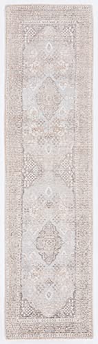 SAFAVIEH Restoration Vintage Collection Area Rug - 2'3" x 19' Runner, Beige & Sand, Handmade Wool & Viscose, Ideal for Living Room, Bedroom, Dining Space (RVT703B) - size: 2'3" x 19' (Runner)
