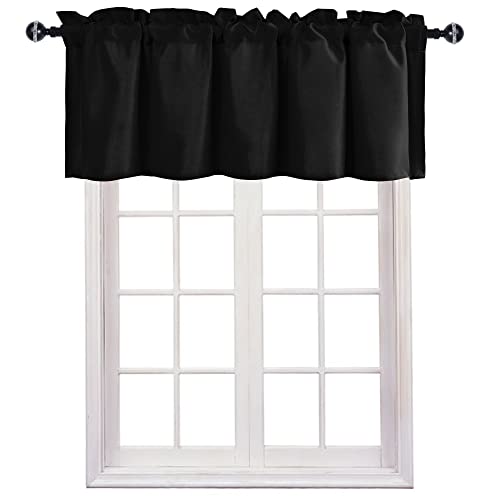 JIUZHEN Black Valance Curtains for Window 1 Panel, 60 x 18 Inches - color: Black, size: 60"W x 18"L (Pack of 1)