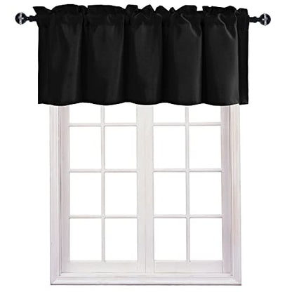 JIUZHEN Black Valance Curtains for Window 1 Panel, 60 x 18 Inches - color: Black, size: 60"W x 18"L (Pack of 1)