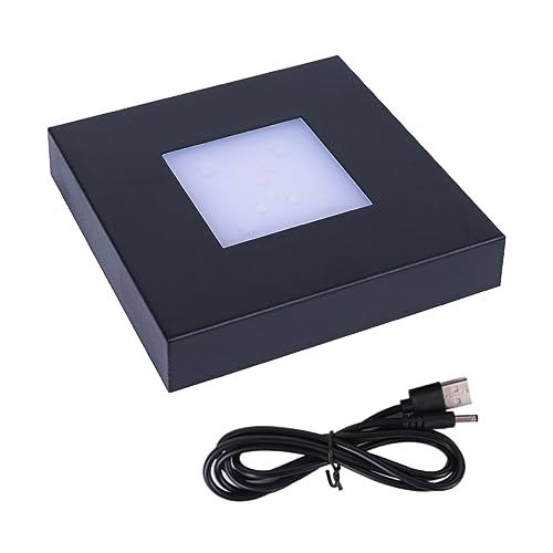 4.33 inch LED Multimodal Multicolor Light Stand Base - Black Square Display Base for 3D Crystal Glass Art - USB/Battery Powered Crystal Stand - color: D-multi-mode Black Base