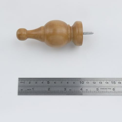 T Tulead Wood Finials for Curtain Rods, Decorative Screw on End Caps 4PCS - style: Wood, 1.1", 4PCS