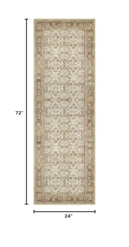 SIILOOM 2x6 Washable Runner Rug, Non Slip Soft Area Rug for Hallway Kitchen - color: Beige/Brown, size: 2' x 6' (Runner)
