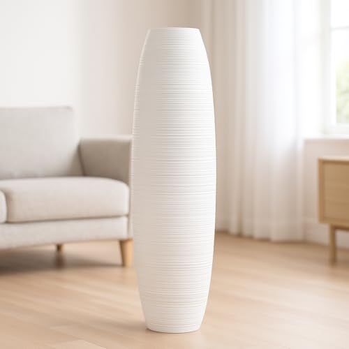 Leewadee Large Floor Vase 34 inches Mango Wood for Pampas Grass, Dried Flowers - color: White, size: 34 inches