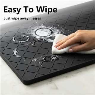 MateeyLife Silicone Waterproof Mat for Dog & Cat Food Mat 19"X12" - color: Classic Black, size: 19"L x 12"W