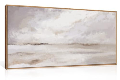 DRACIT Large Neutral Abstract Framed Canvas Wall Art Set-20"x40" - color: Beige Neutral Abstract Wall Art, size: 40"L x 20"W