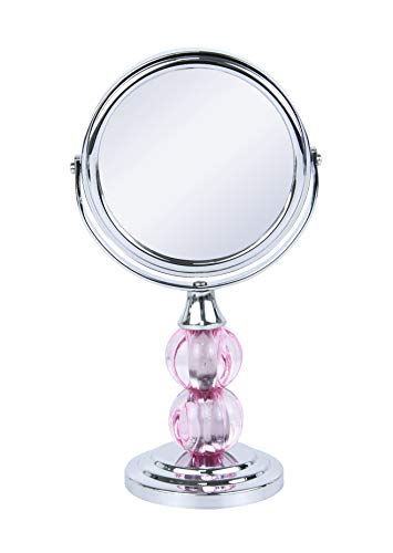 Zahari Home Aroma Magnifying Makeup Mirror with Stand, Double Sided 1X/3X Magnification, 360 Degree Swirl, 6.30 inch Pink - color: Pink, size: 6.3"L x 3.5"W