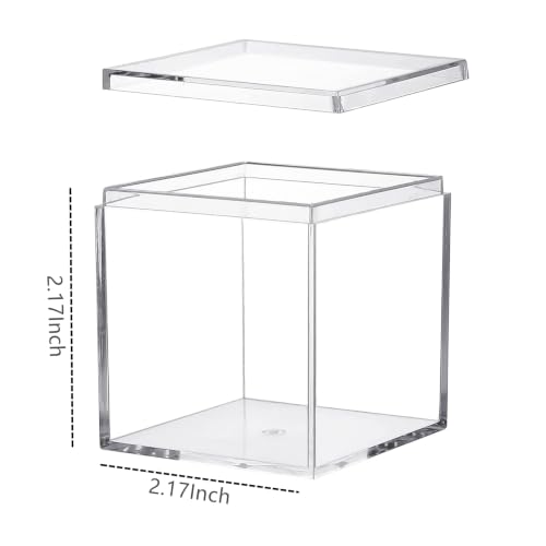 2‑Pack Small Acrylic Square Cube Box with Lid, 2.17 x 2.17 x 2.17 Inch - size: 2.17 x 2.17 x 2.17 Inch
