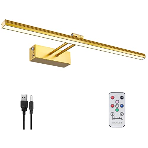 HEAGEERO Picture Lights for Wall,16in Gallery Light,5000mAh Art Light - color: Gold-16"