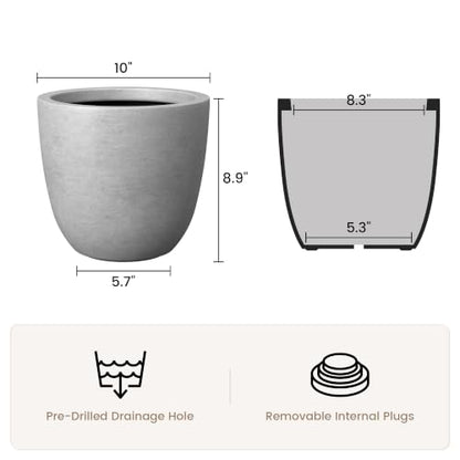 Kante Pale Gray Concrete Planter 10" Dia All-Weather Round Small Pot - color: Concrete Gray, size: 10-Inch Dia