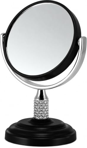 Zahari Home Galvin Double Sided Makeup Mirror with Stand, Desk Vanity Mirror 1X/3X Magnification, 360 Degree Swirl, 5.60 inch Black - color: Black, size: 5.6"L x 3.8"W