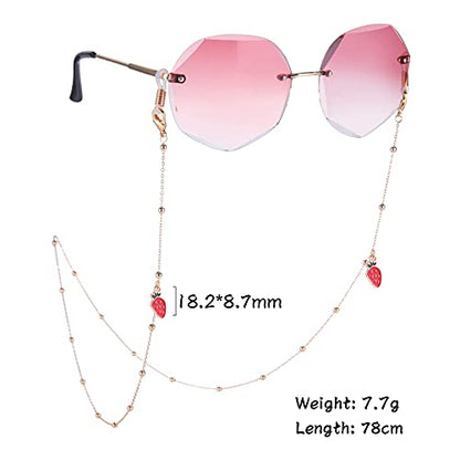 LIKGREAT Eyeglass Chain for Women Face Mask Link Chains Sunglass Strap Holder KC Gold Plated - color: Strawberry