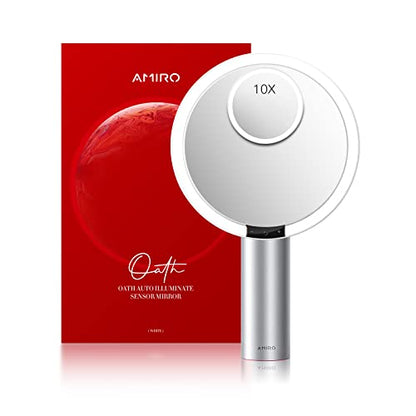 AMIRO 9"LED Makeup Mirror with 10X Magnification,3Colors&6 Brightness,White - color: White