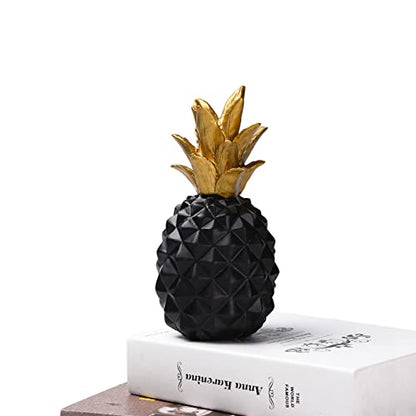 Resin Pineapple Statue, Black Modern Luxury Tabletop Decor, 7.8in (H) - color: Black
