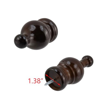 T Tulead 4PCS Wood Curtain Rod Finials 1.38-Inch Brown - style: Brown, 1.38", 4PCS