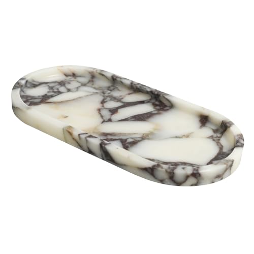 100% Natural Calaccata Viola Marble Tray, 10" x 5" Oval Tray - color: Viola-oval-10"x5"x0.7"