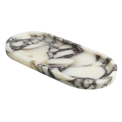 100% Natural Calaccata Viola Marble Tray, 10" x 5" Oval Tray - color: Viola-oval-10"x5"x0.7"