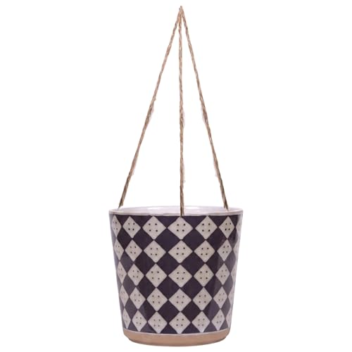 Blue Sky Ceramic Hanging Check 5'' Flower Pot