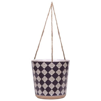 Blue Sky Ceramic Hanging Check 5'' Flower Pot