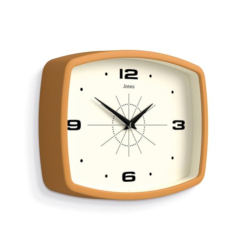 JONES CLOCKS® Movie wall Clock | Rectangular Retro Clock | 10" | Yellow - color: Mustard Yellow