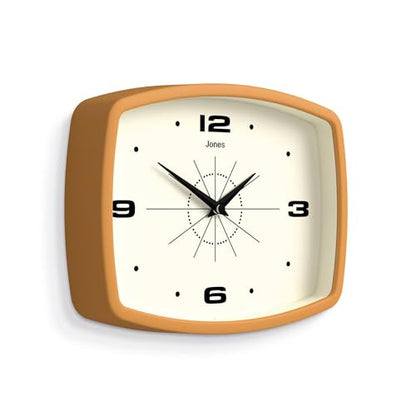 JONES CLOCKS® Movie wall Clock | Rectangular Retro Clock | 10" | Yellow - color: Mustard Yellow